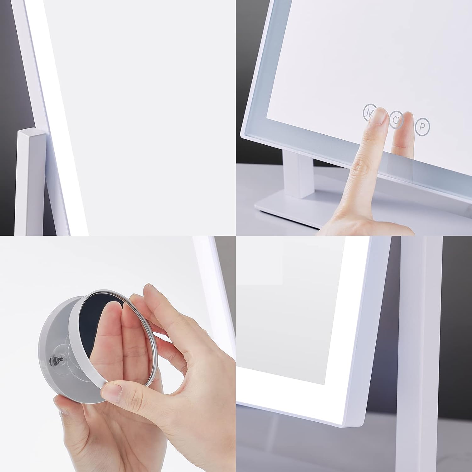 HIEEY Lighted Makeup Mirror, Hollywood Vanity Mirror with Lights, Three Color Lighting Modes, and 5X Magnification Mirror, Smart Touch Control, 360°Rotation (17.3in,White,Gift Box) - Image 4